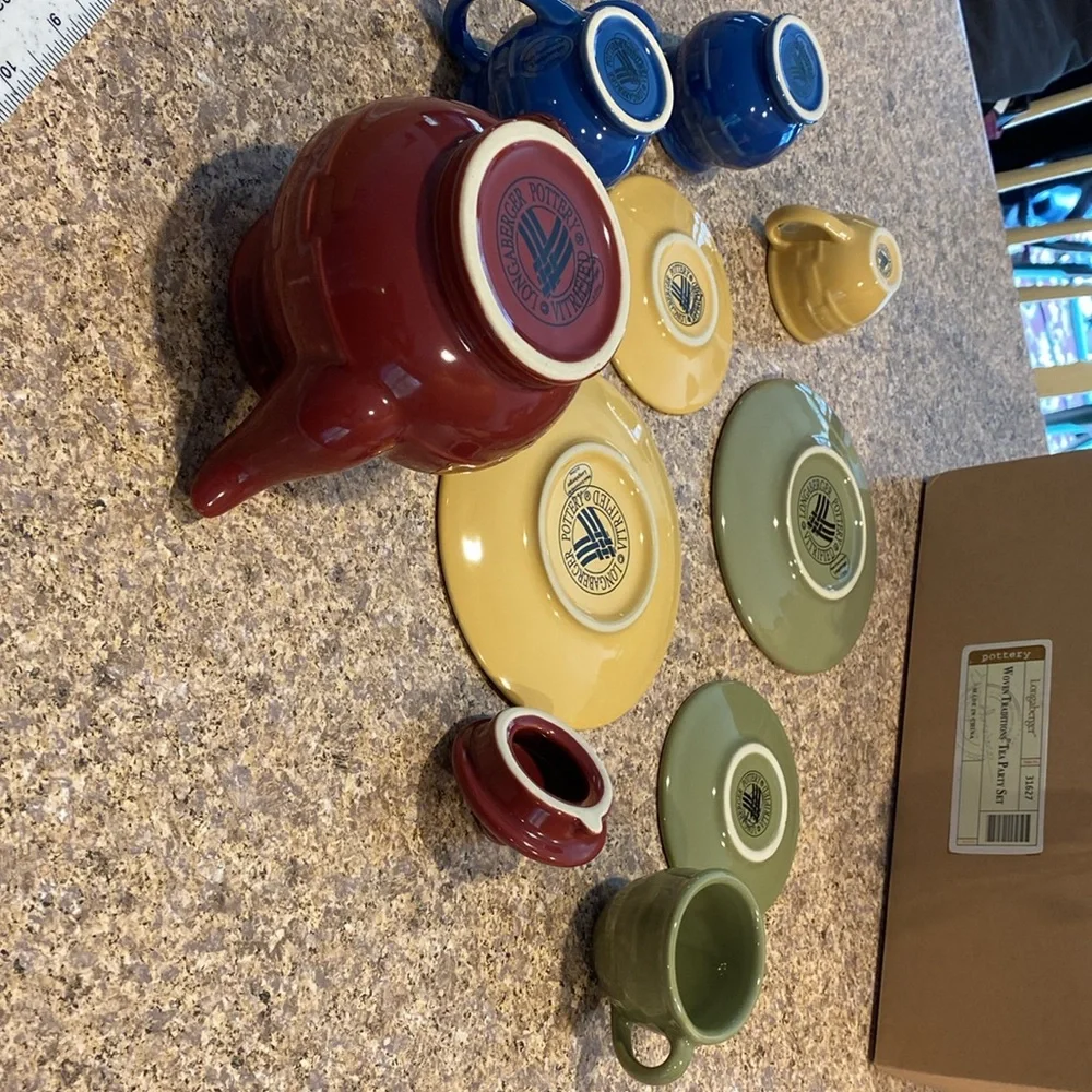 Longaberger Woven Traditions Childs Tea Party Set Item 31627 Pottery
